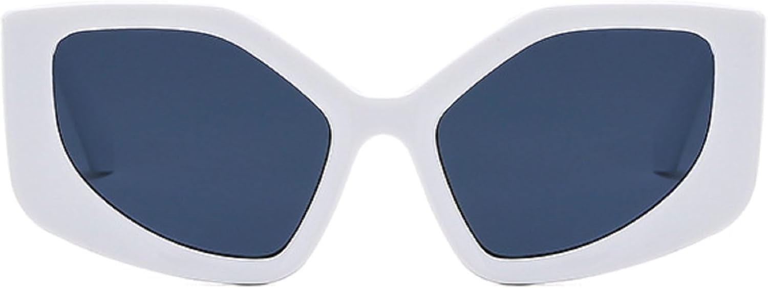 

Большие солнцезащитные очки «кошачий глаз» для женщин и мужчин, в стиле Y2K, футуристические солнцезащитные очки, реквизит для пляжной вечеринки или клуба, очки N45 mincl, White