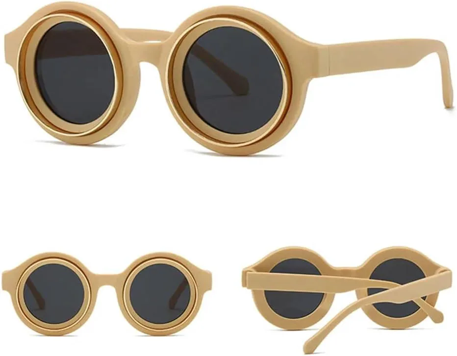 

Круглые солнцезащитные очки в стиле панк для мужчин и женщин с защитой от ультрафиолета UV400 для езды на открытом воздухе и занятий спортом UYPTK, Leopard Tea