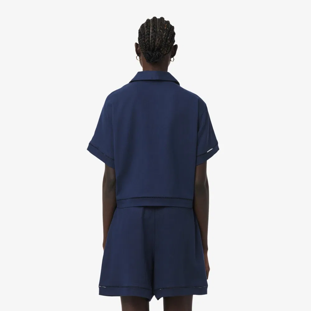 Топ-поло Lacoste из смесового льна, тёмно-синий — фото 3