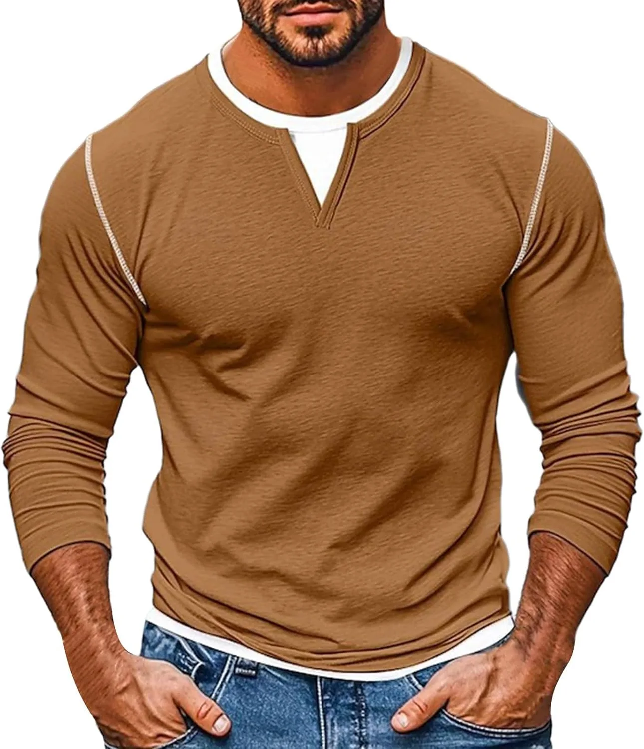 

Футболка с длинным рукавом для мужчин, Slim Fit, из легкого хлопка