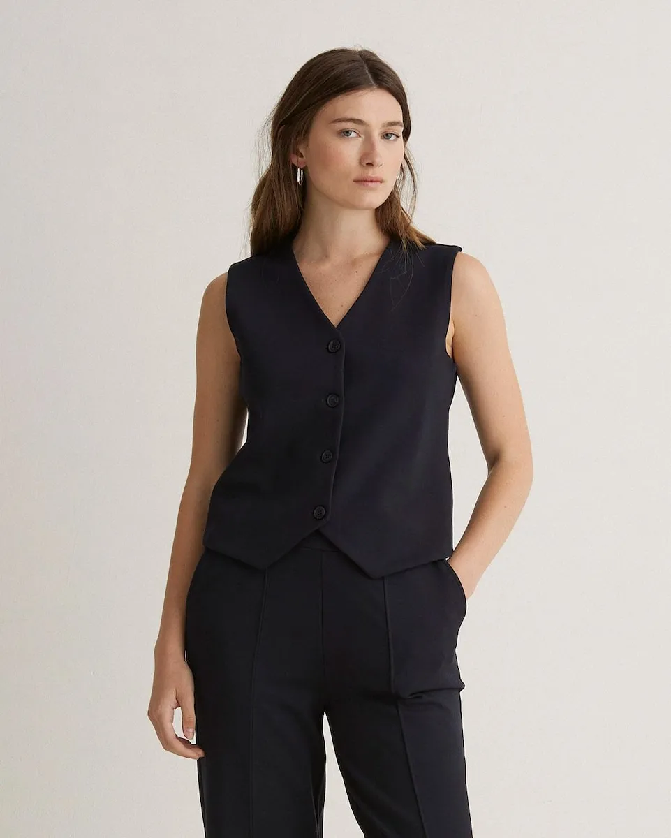 

Женский жилет с застежкой на пуговицы и V-образным вырезом Yerse, темно-синий