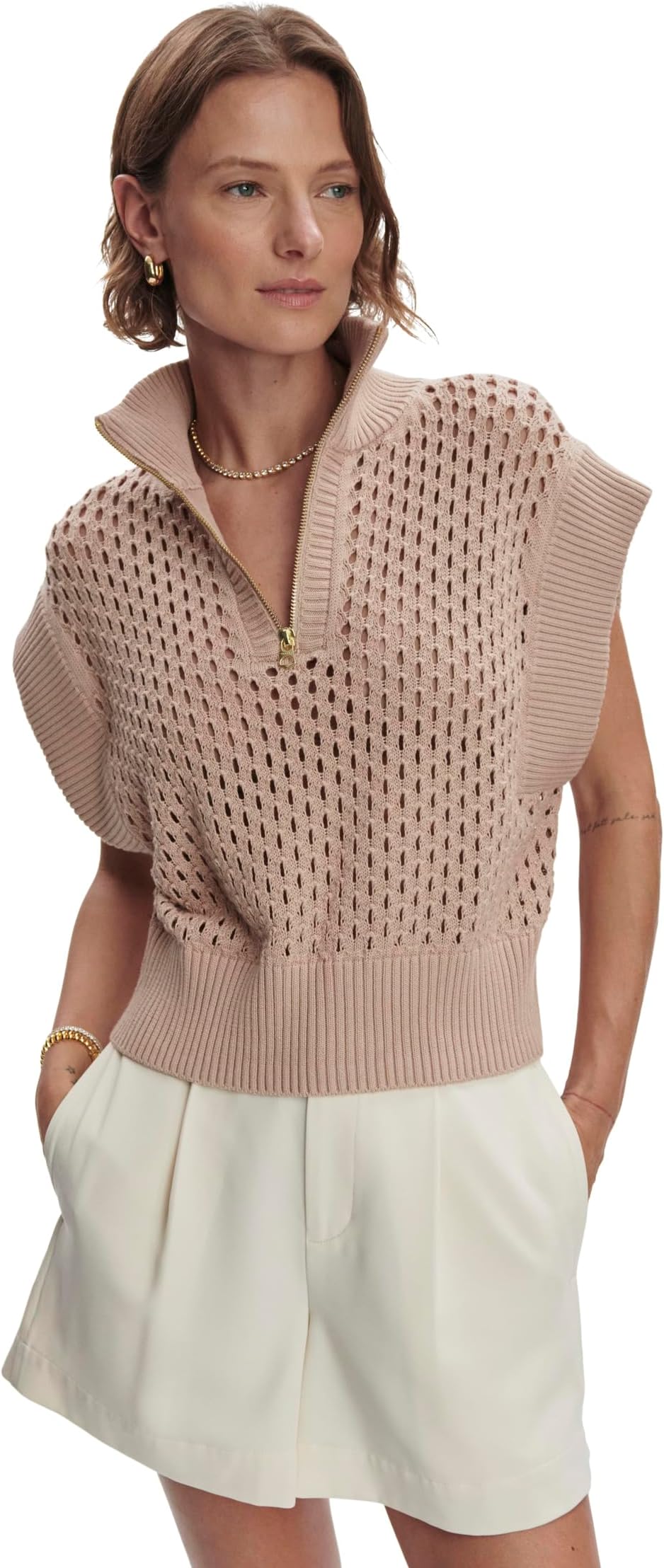 

Толстовка Varley Gaines 1/2 Zip Knit, цвет Light Taupe