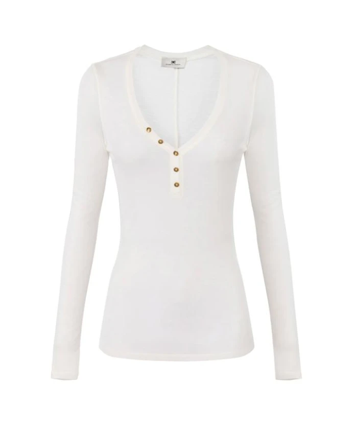 

Трикотажный топ с пуговицами Elisabetta Franchi, белый