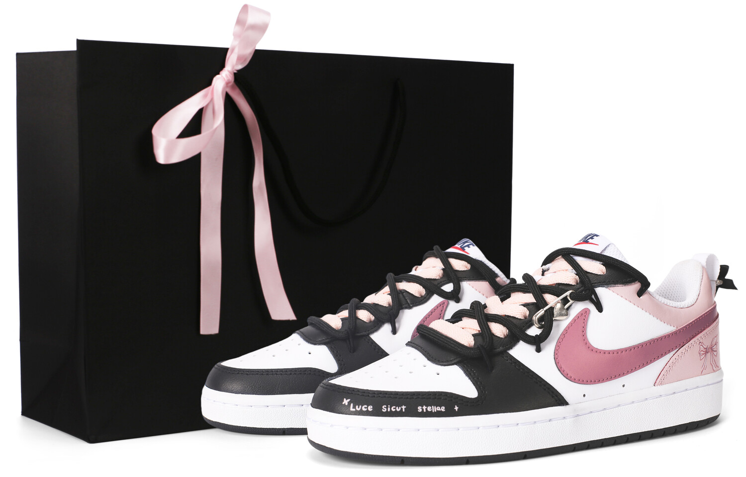 

Кроссовки Nike Court Borough 2 Skateboarding Shoes Women's Low-top Core Black / Cloud White / Team Shock Pink 2, черный