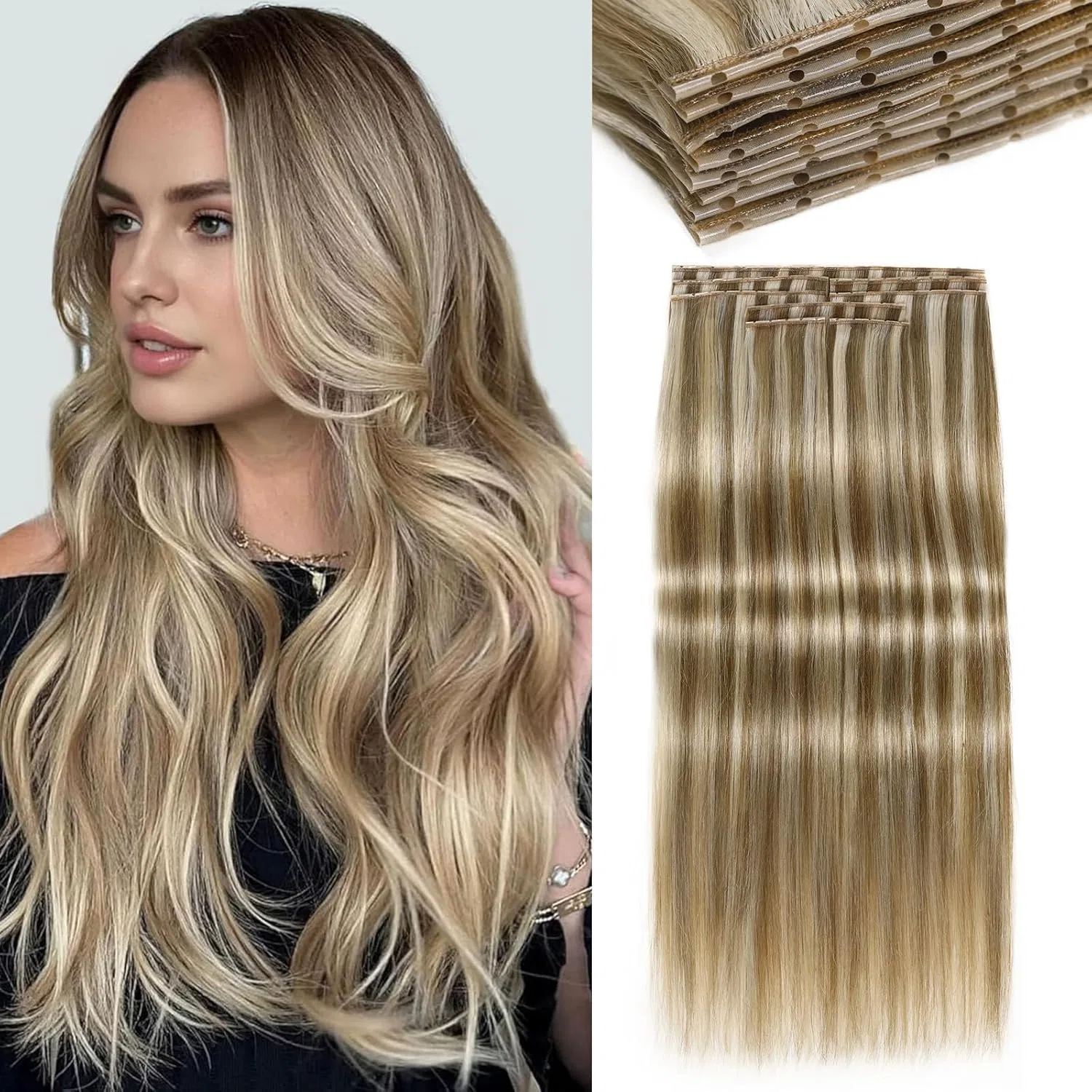 Накладные пряди WIGNEE из 100% натуральных волос Remy 46 см, 8 упаковок, 100 г Wignee, Blonde Ombre