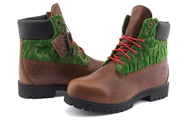 Мужские уличные ботинки Timberland с текстильной вставкой, коричневый/зеленый — фото 4