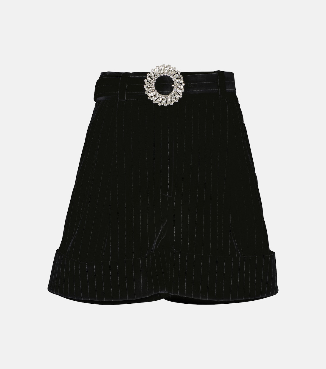 

Бархатные шорты в тонкую полоску с декоративным узором Miu Miu, Nero