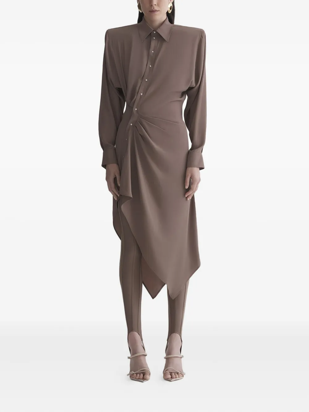 

Асимметричное платье-рубашка Mugler, коричневый