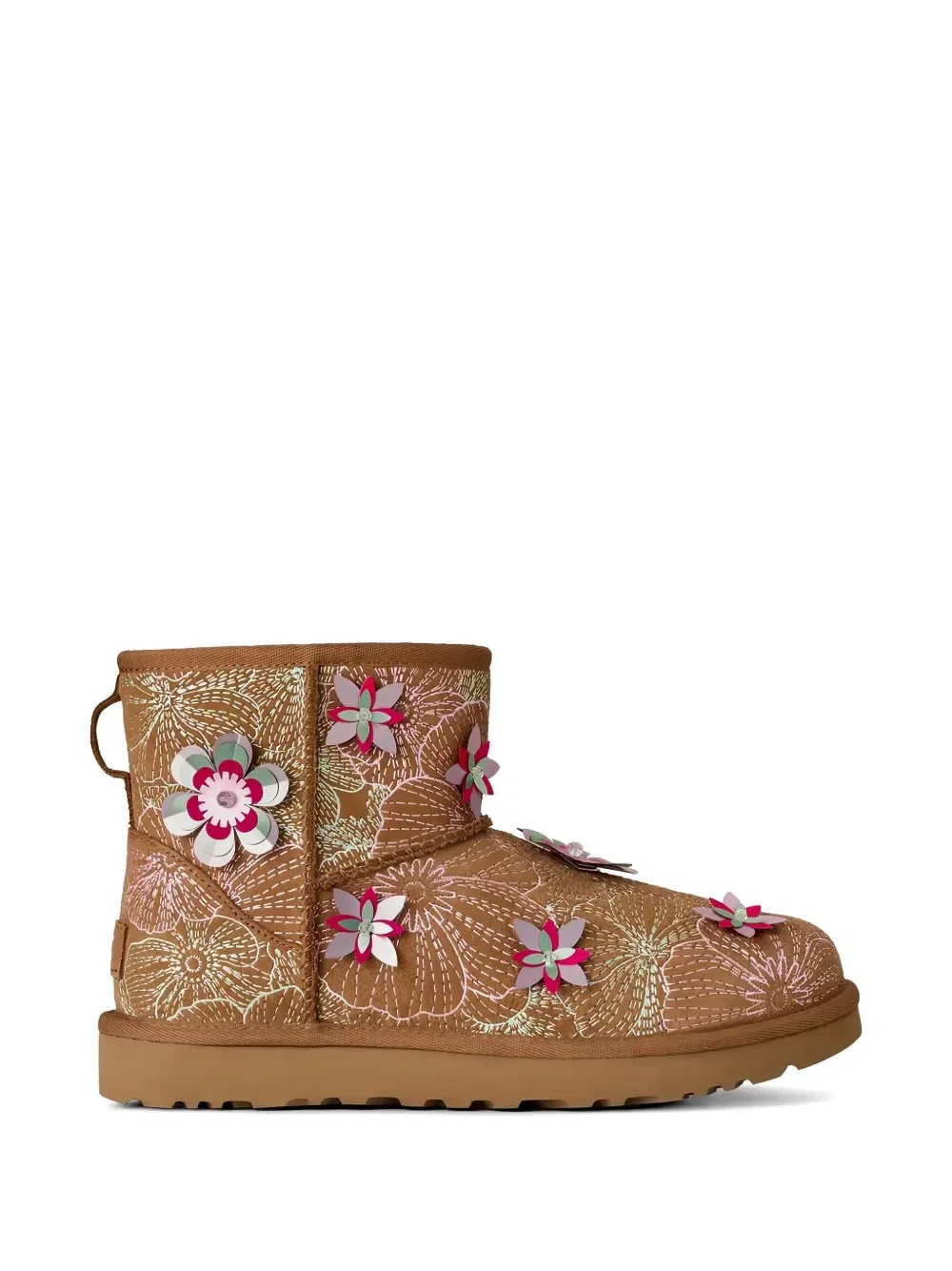 Угги Classic Mini с цветочной аппликацией UGG, коричневый