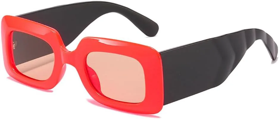 

Солнцезащитные очки LVTFCO в винтажном стиле для женщин и мужчин, с большой прямоугольной оправой, ретро-стиль, для вождения, защита от ультрафиолета UV400, Red Brown