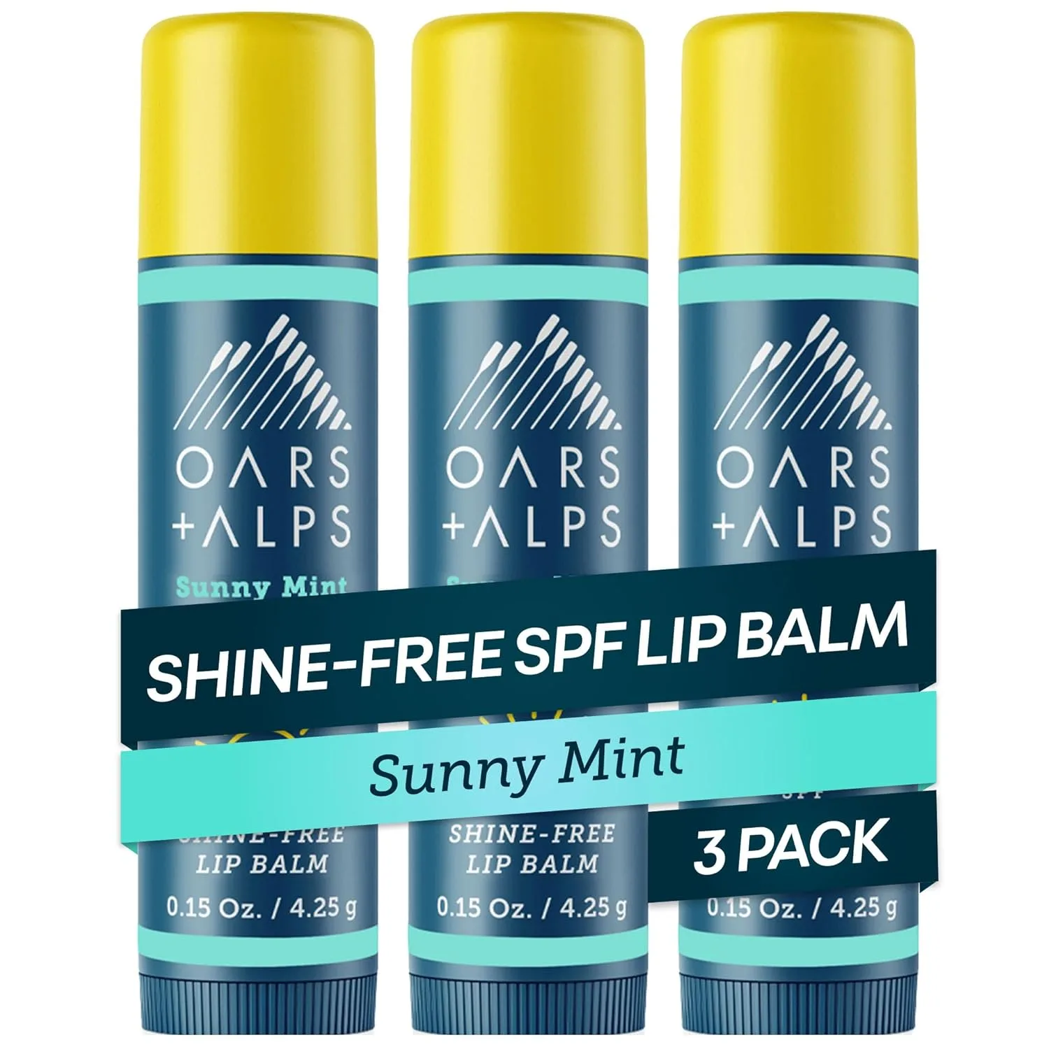 Солнцезащитный бальзам для губ Oars + Alps, SPF 18, матирующий, с витамином Е, экстрактами мяты перечной и мяты колосистой, водо- и потостойкий, увлажняющий, с ароматом солнечной мяты, 3 шт., Clear