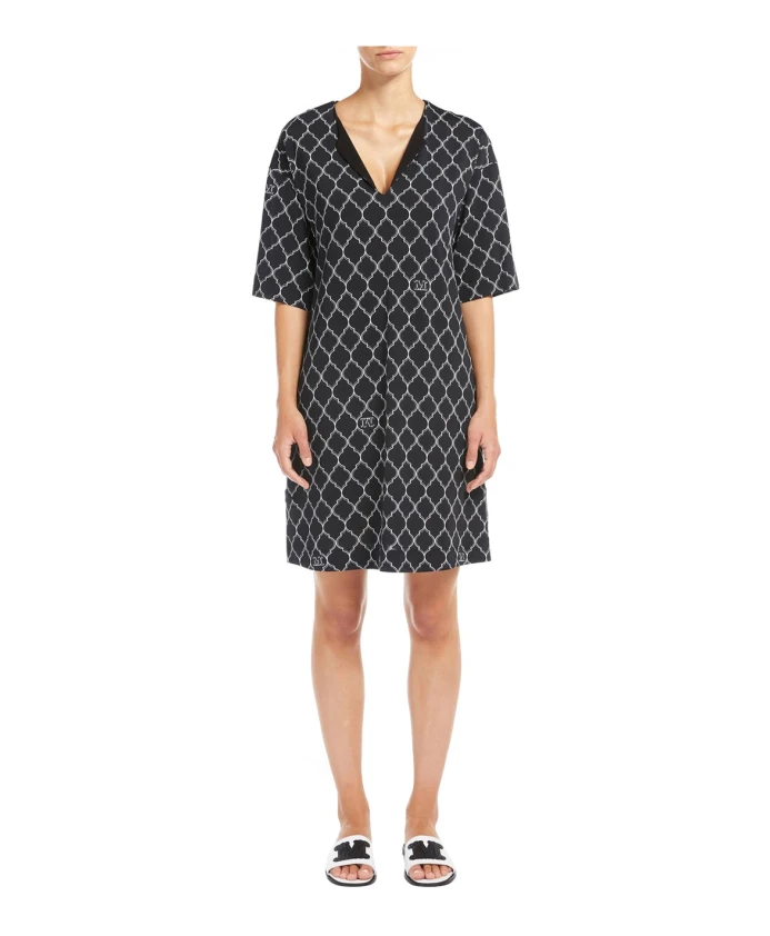 

Элегантное черное платье миди с V-образным вырезом. Max Mara, черный