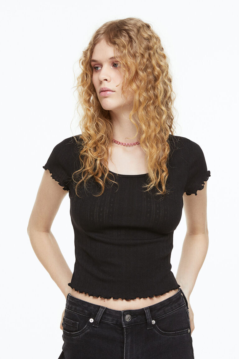 

Топ из джерси pointelle H&M, черный