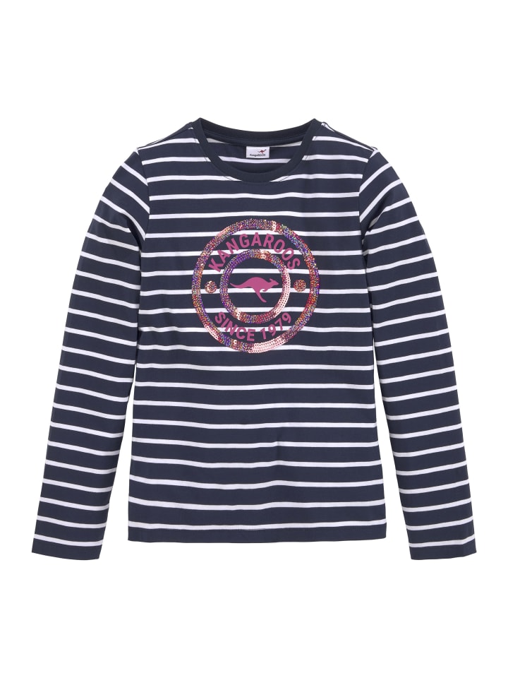

Рубашка с длинными рукавами темно-синего, полосатого и белого цветов Kangaroos
