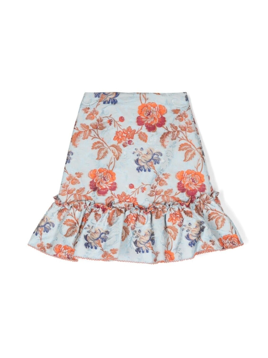 

Etro юбка с оборками и цветочной вышивкой, синий