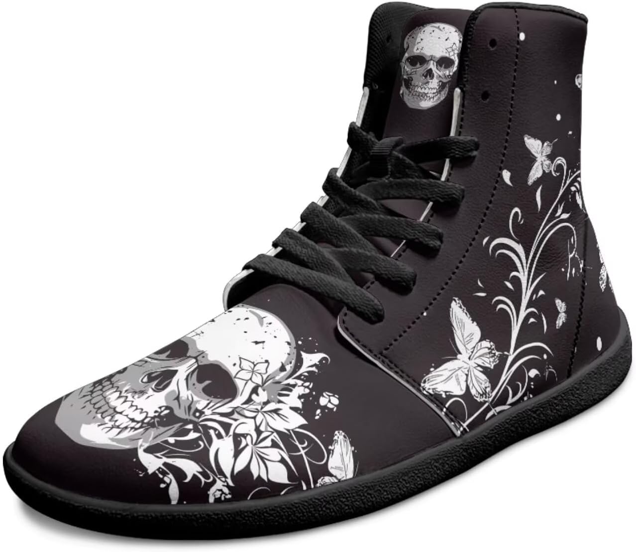 

Мужские кроссовки с высокой пяткой на шнуровке, широким носком, противоскользящие, дышащие, для тренировок и ходьбы Xixirimido, Skull Butterfly