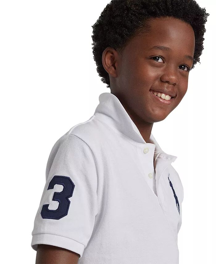 Поло из хлопковой сетки с короткими рукавами Big Boys Big Pony Polo Ralph Lauren, белый — фото 2