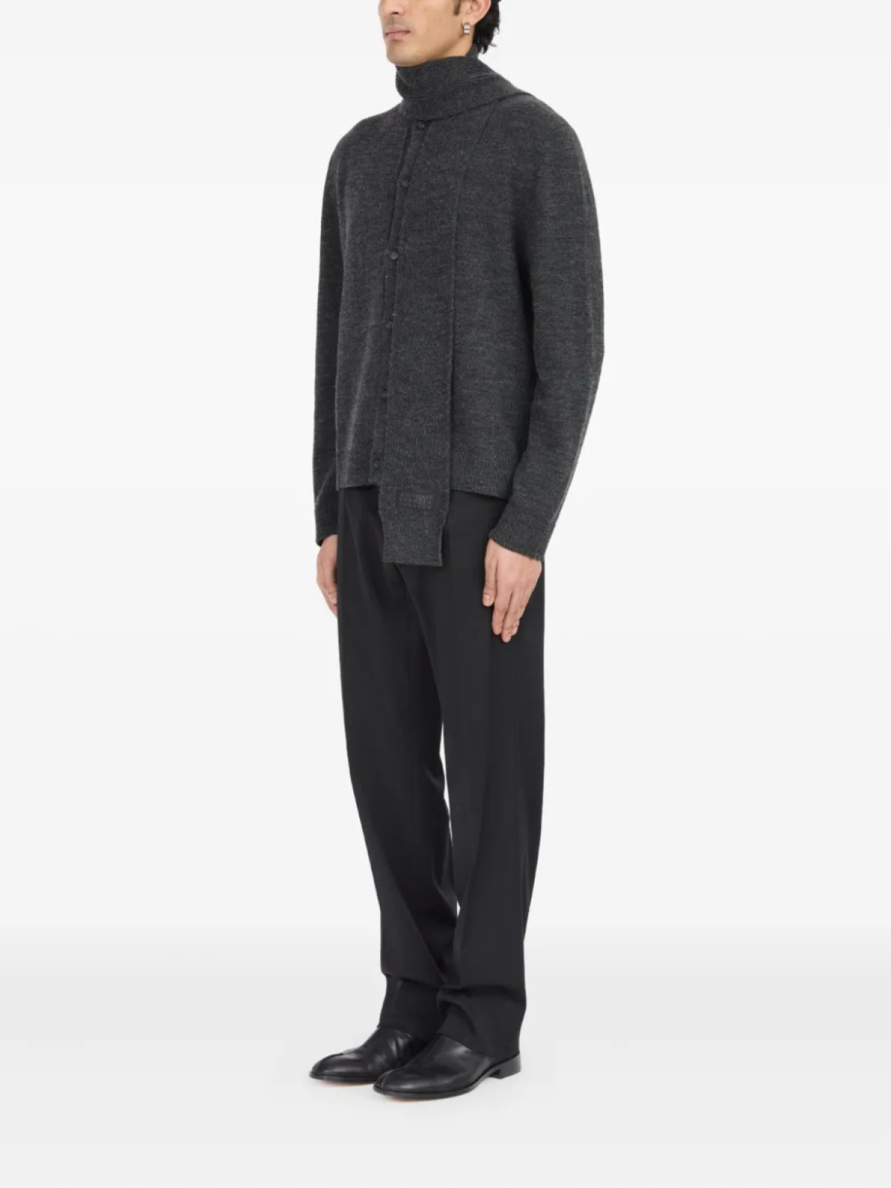 Кардиган из смеси натуральной шерсти MM6 Maison Margiela, серый — фото 4
