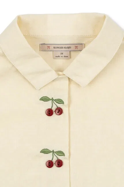 Рубашка хлопковая EVIA CHERRY SHIRT Konges Sløjd, бежевый — фото 4