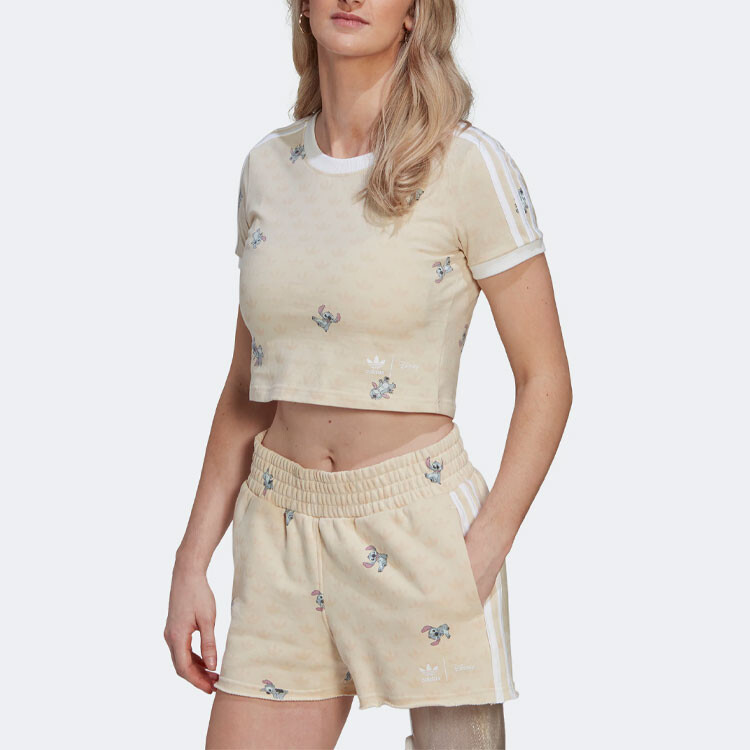 Укороченный топ Disney X Disney Lilo & Stitch женский серый/белый Adidas Originals — фото 2