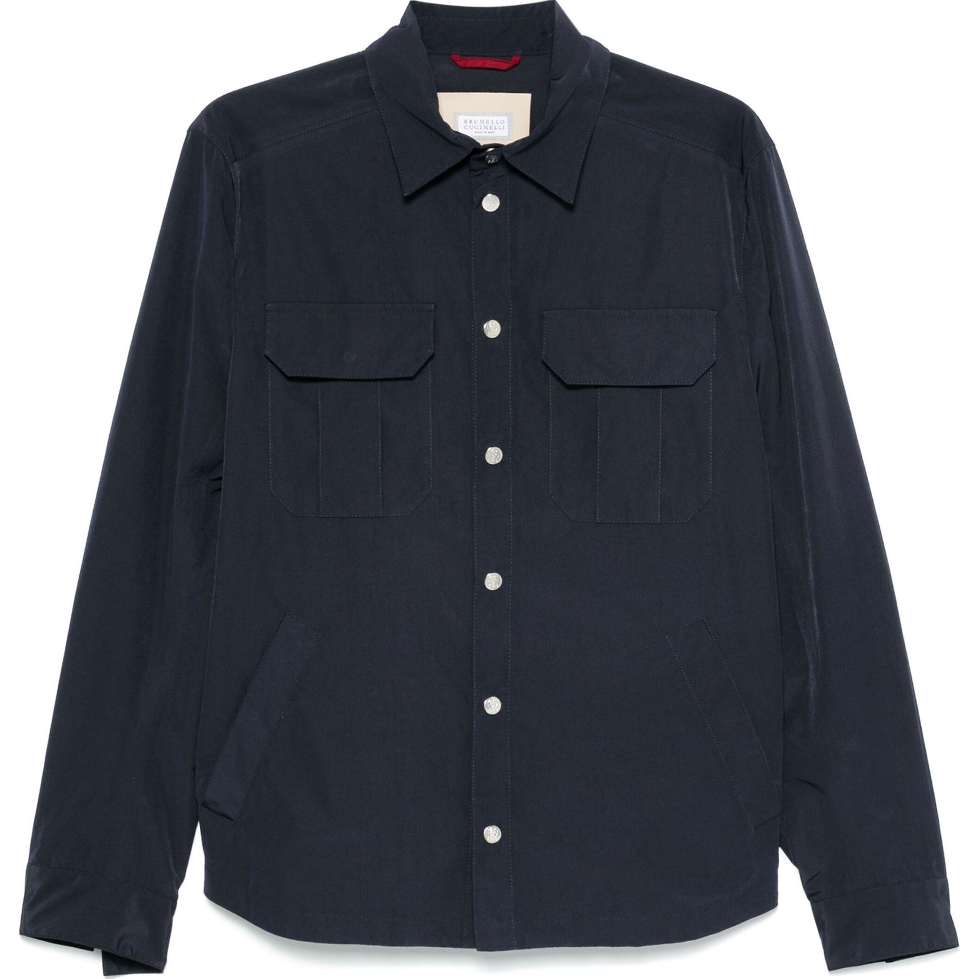 

Водостойкая куртка в стиле рубашки без подкладки Brunello Cucinelli, marine синий