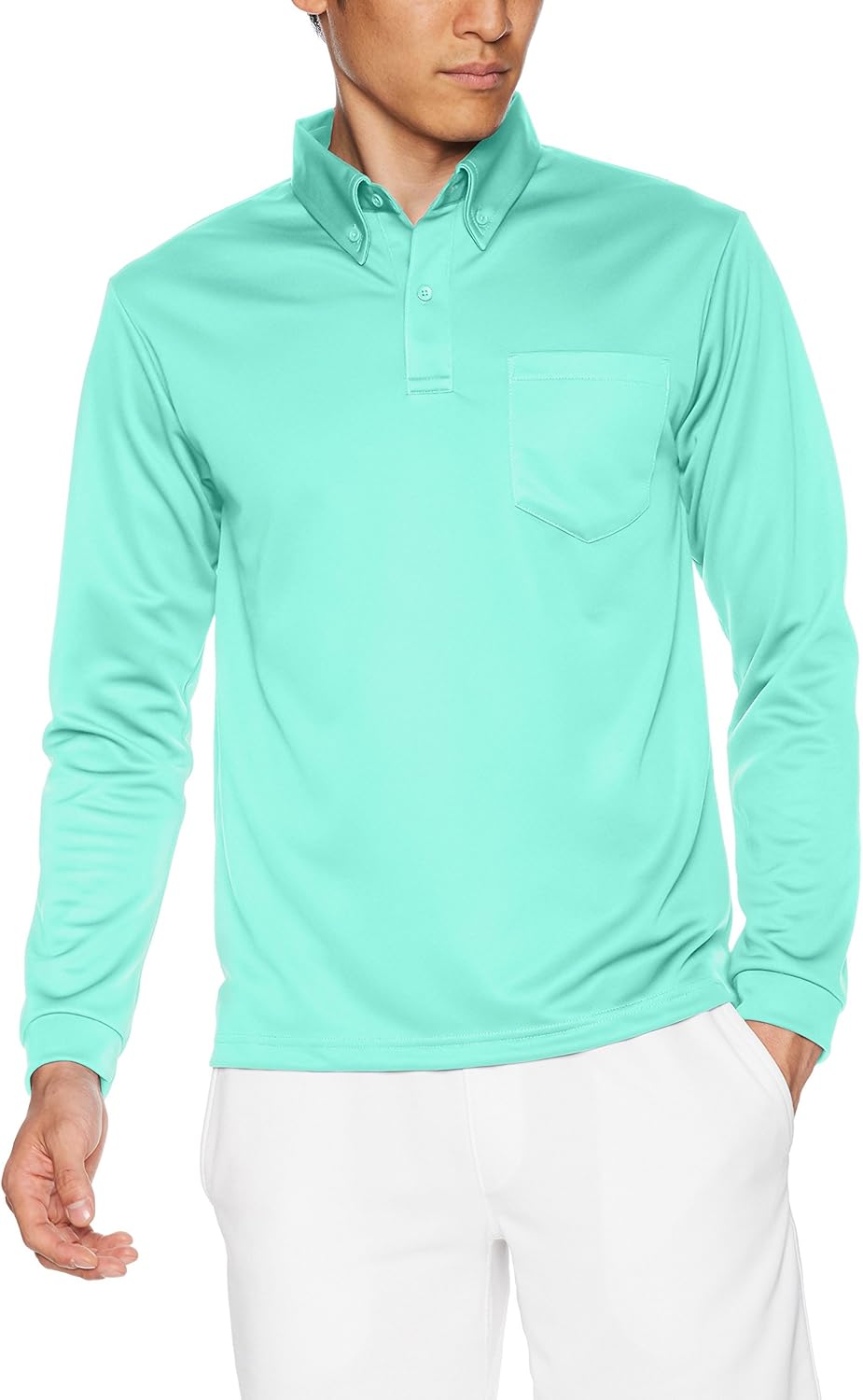

Мужская рубашка-поло с длинным рукавом Glimmer 00314-ABL, с карманом, материал DRY, застежка на пуговицы спереди, плотность ткани 4,4 унции, мятно-зеленый