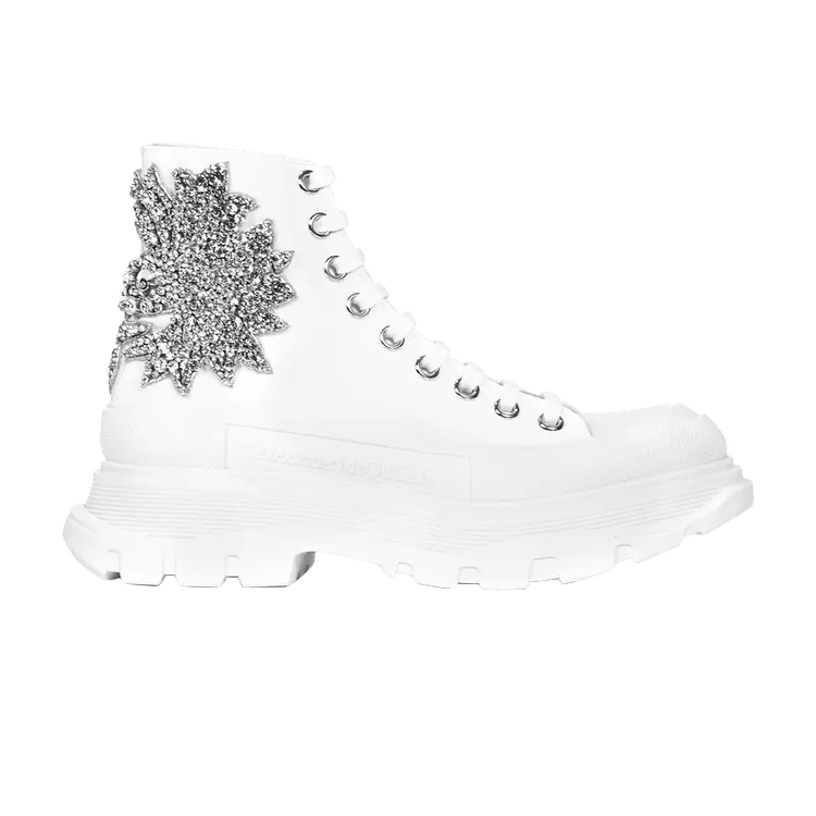 Кроссовки Alexander McQueen Alexander McQueen Wmns Tread Slick Boot 'Crystal Cloud Embroidery - White', белый