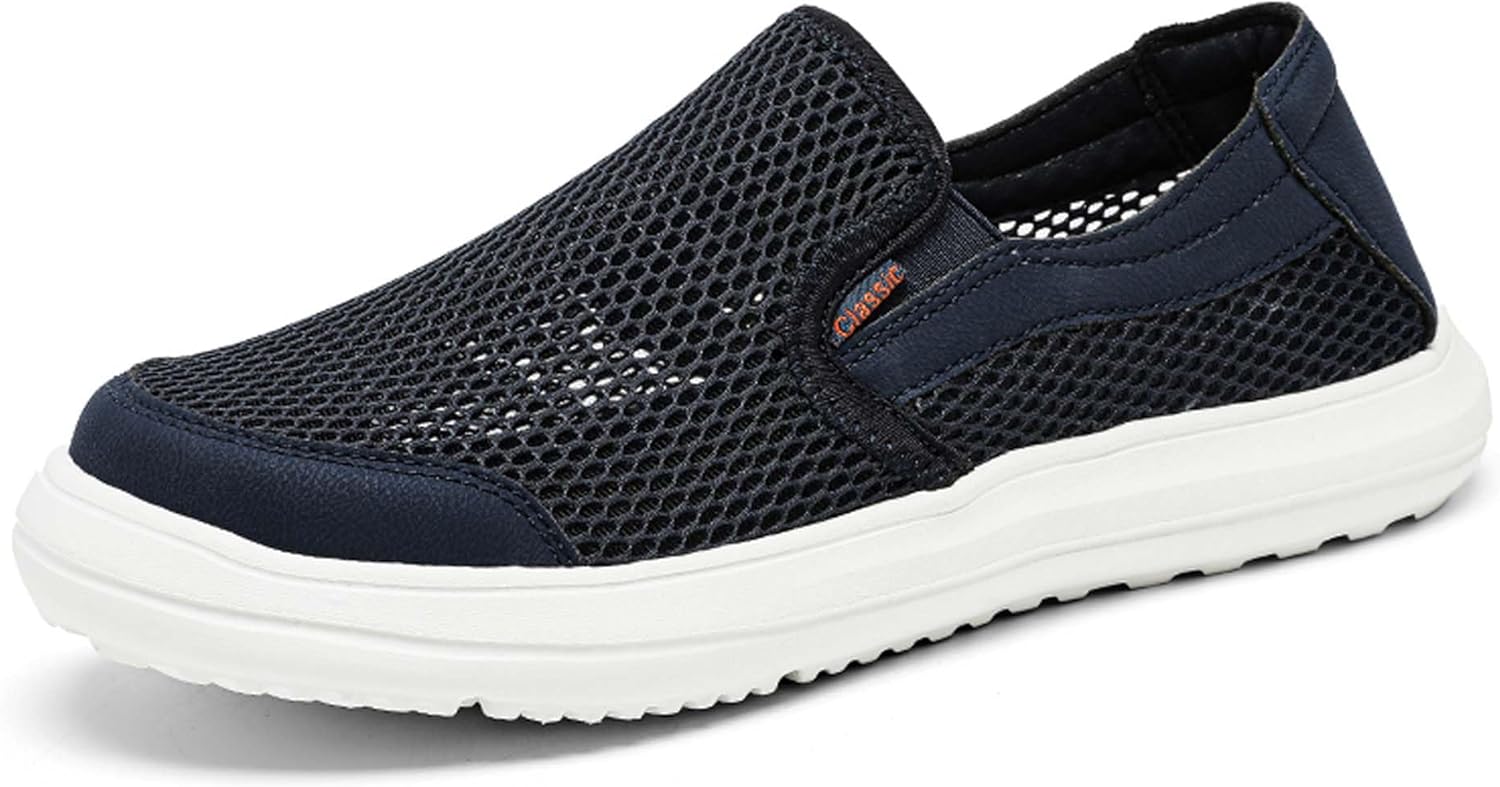 

Мужские лоферы летние сетчатые, дышащие, повседневные спортивные туфли, противоскользящие, удобные, на пуговицах, работы и прогулок, размер плюс Generic, синий