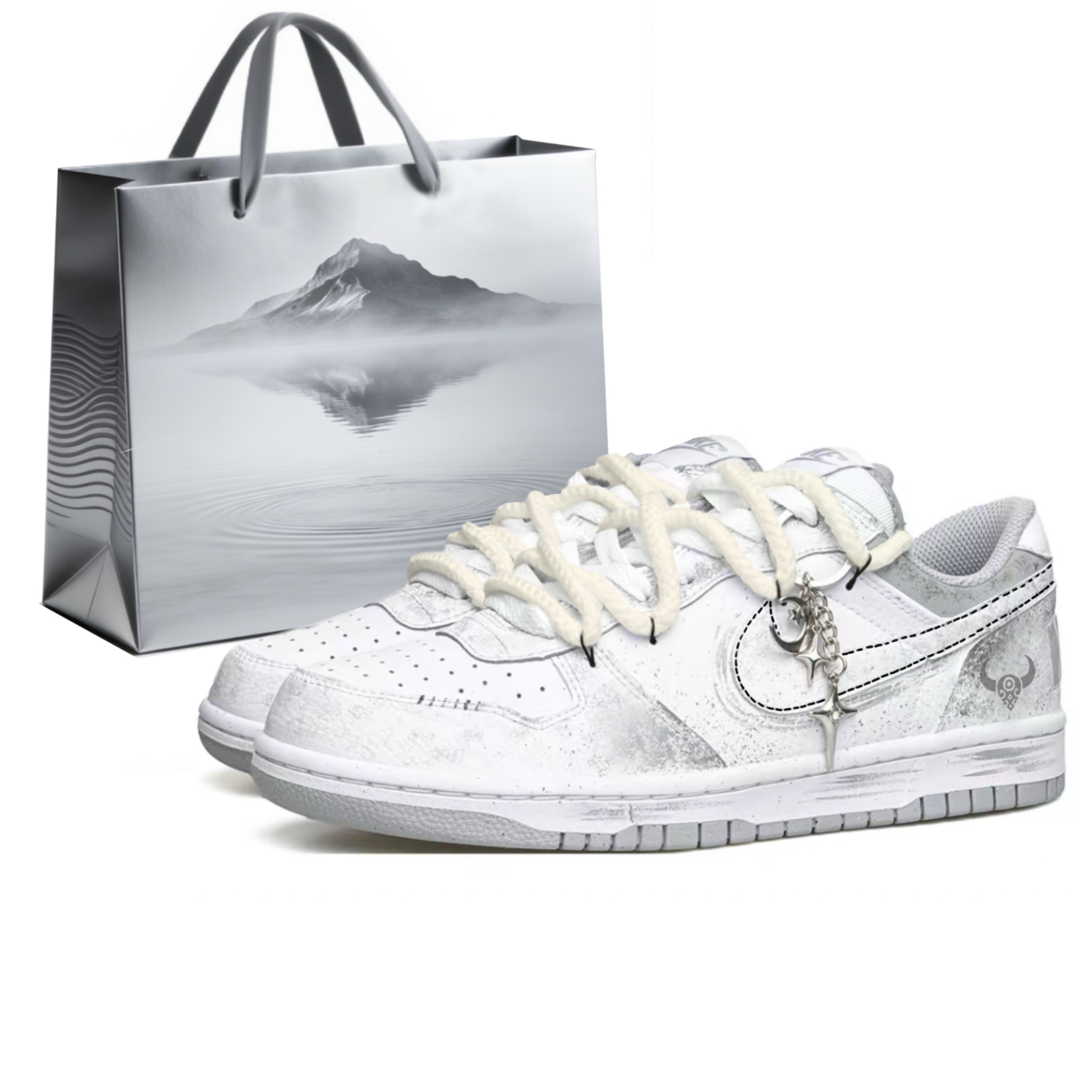 

Nike Dunk Copernicus мужские скейтборд-кроссовки low top, повышающие рост, устойчивые к истиранию и скольжению, бело-серые