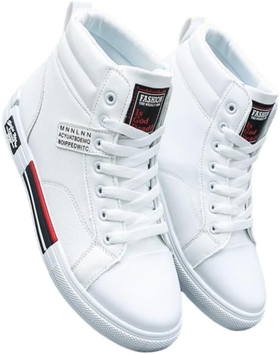 

Мужские легкие кроссовки средней высоты для скейтборда - дышащие повседневные кроссовки для студентов, гибкая подошва и прочный дизайн Clolinde, белый