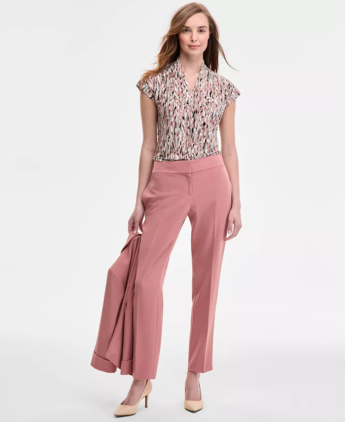 

Женские брюки с зауженным кроем из стретч-крепдешина, стандартные и укороченные размеры Kasper, белый