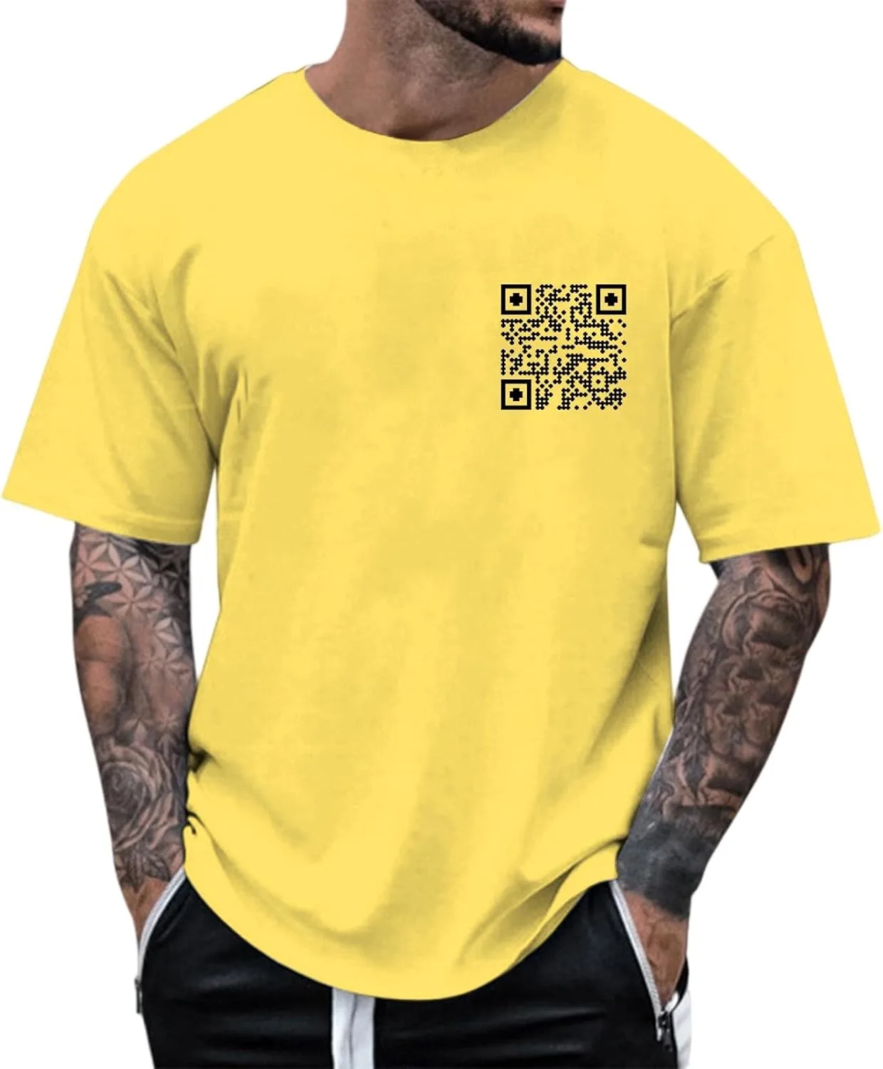 

Мужская футболка с принтом QR-кода, круглый вырез, короткий рукав