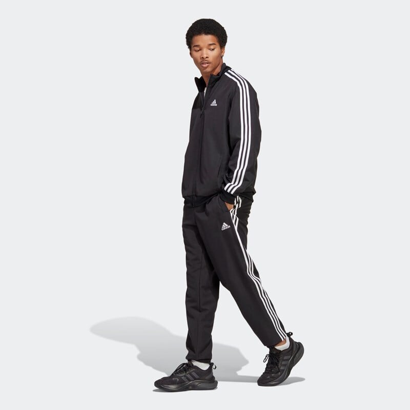 

Мужской спортивный костюм тканый 3-полоски Adidas, черный