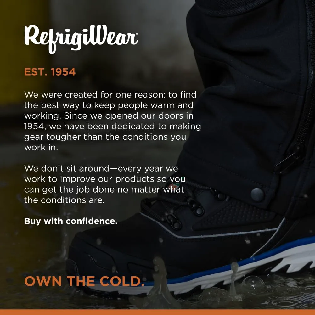 Мужские утепленные водонепроницаемые рабочие кожаные ботинки RefrigiWear Permafrost Hiker, от -15°F до 35°F (-26°C до 2°C), черные, черный — фото 3