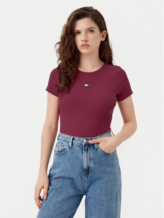 

Облегающая футболка Badge DW0DW17881 Tommy Jeans, красный
