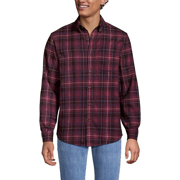 

Мужская фланелевая рубашка Lands' End, Burgundy Navy Plaid