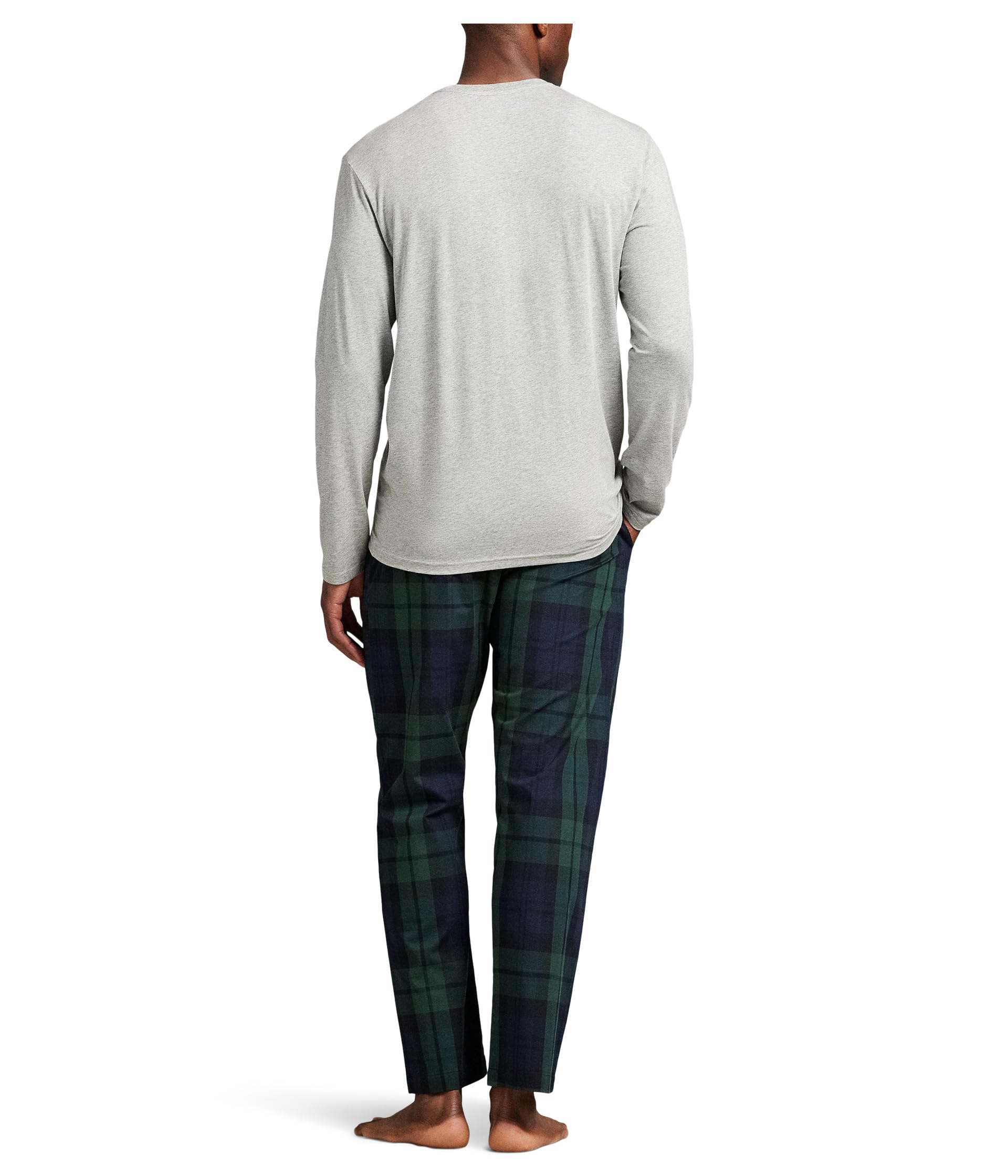 Пижама Polo Ralph Lauren Knit Long Sleeve Crew & Woven Pajama Pant Set, серый — фото 3