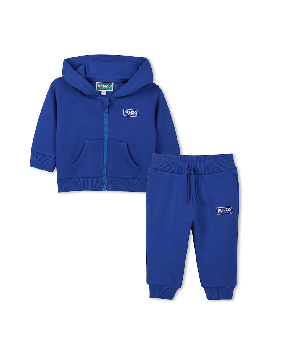 

Хлопковый спортивный костюм для мальчика с логотипом на спине Kenzo Kids, синий индиго