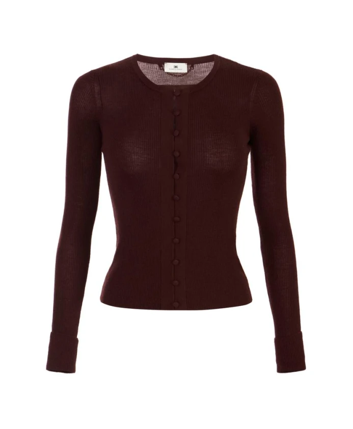 

Кардиган из трикотажной ткани с буквенным декором. Elisabetta Franchi, фиолетовый