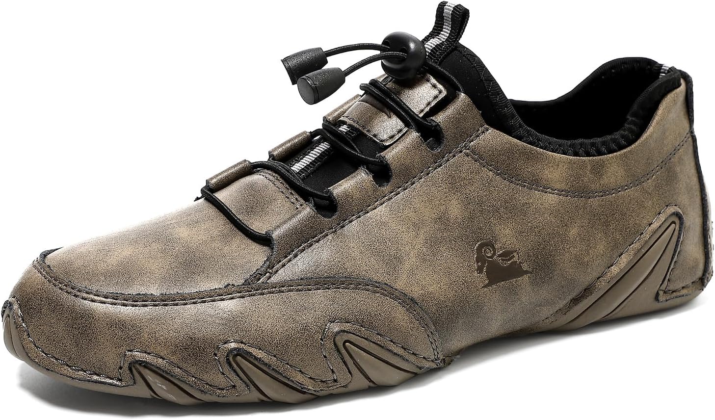 

Мужские повседневные лоферы из натуральной кожи, без застежки, дышащие, с мягкой подошвой, ручной работы, туфли на плоской подошве, мужские ботильоны, легкие, регулируемые для походов и пеших прогулок Neuugo, хаки