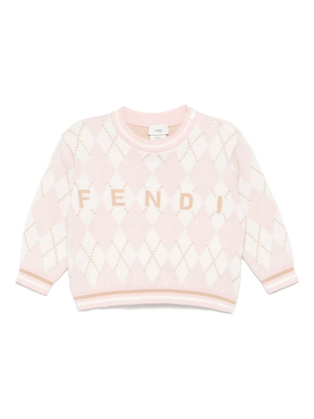 

Свитер с вышитым логотипом FENDI KIDS, розовый