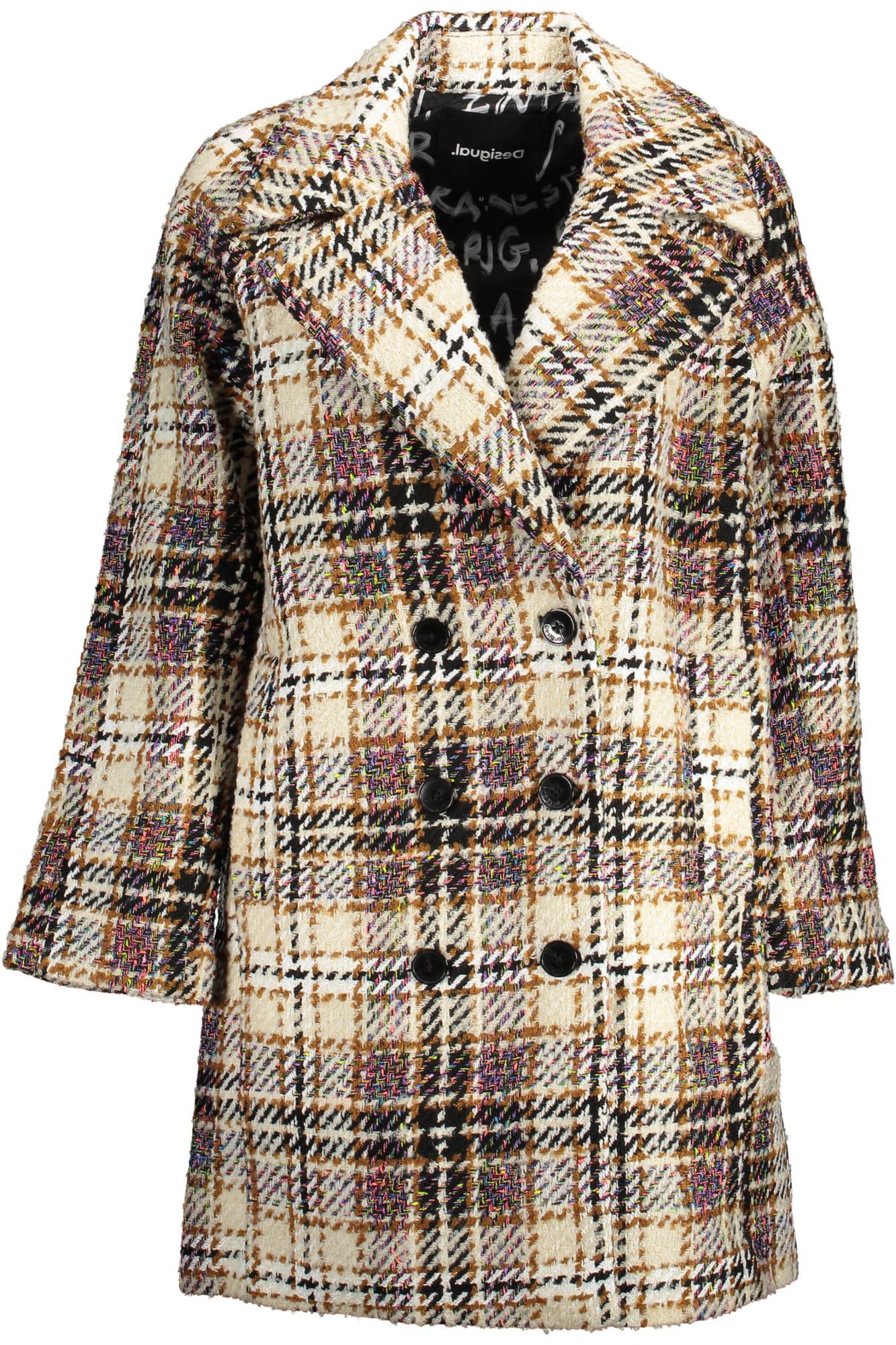 

Бежевое женское пальто из полиэстера Desigual