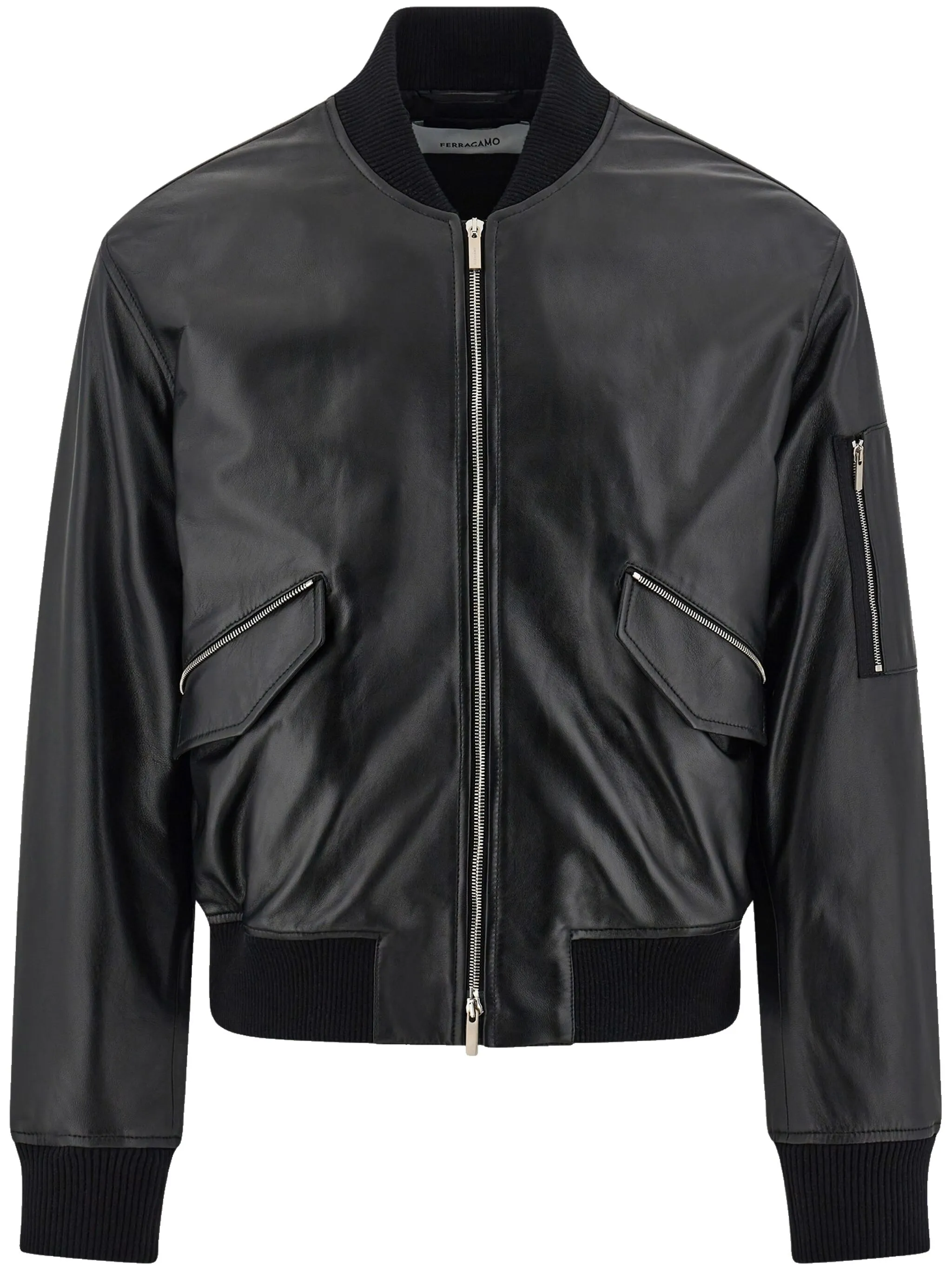 

Кожаный бомбер Ferragamo, черный