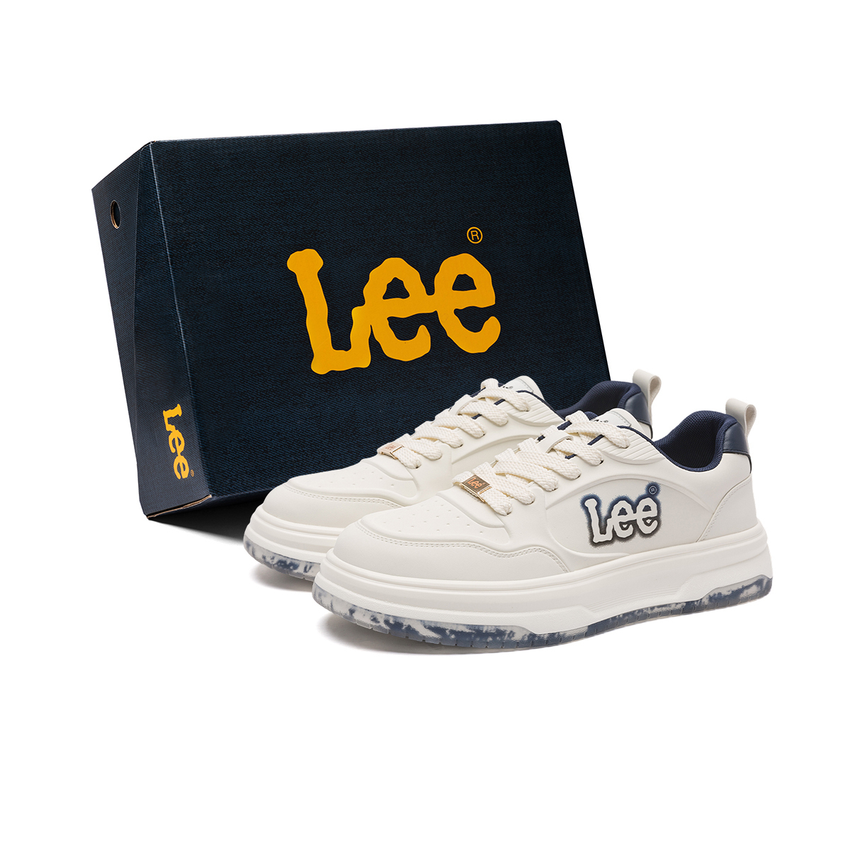 

Lee Мужские низкие кеды для скейтбординга, белый/черный/морской синий