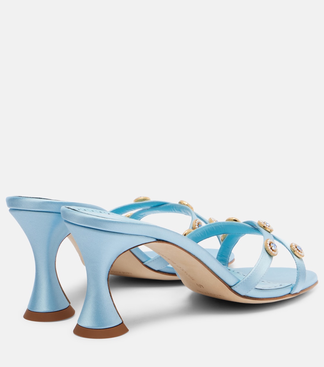 Пиренейские мюли из сатина с декоративными элементами Manolo Blahnik, 4535 Lblu — фото 2