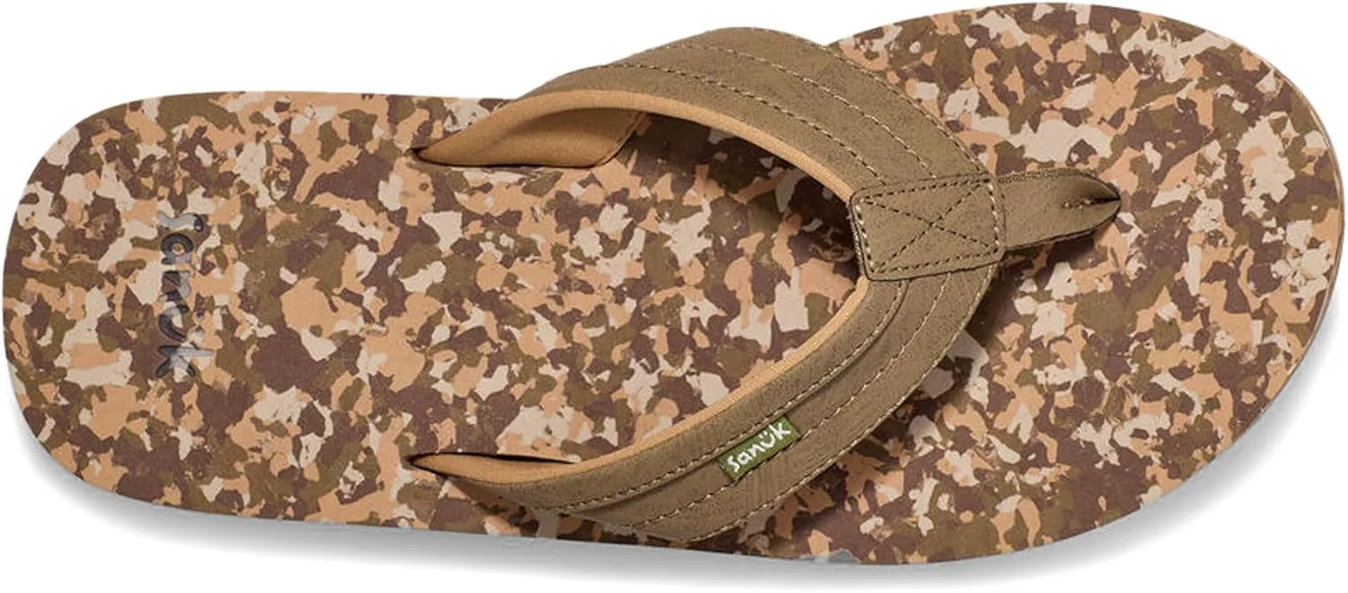 Sanuk Mens Ziggy ST | Flip Flops for Men | Mens Сандалии | Beach Сандалии | Water Friendly & Lightweight | Comfort Footbed, хаки — фото 3
