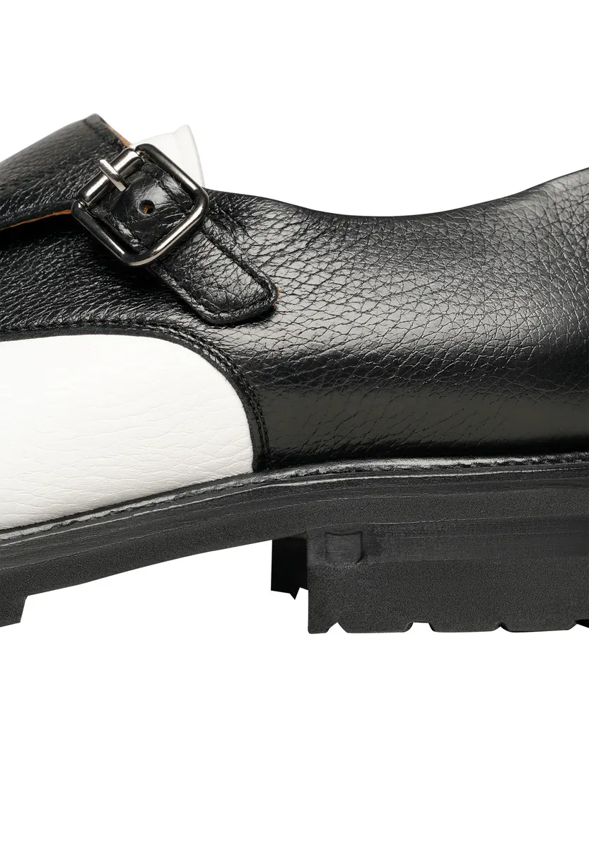 Тапочки Henry Stevens "Barkley CDM business Shoes", мужские кожаные тапочки ручной работы, костюмные туфли, черно-белый — фото 3