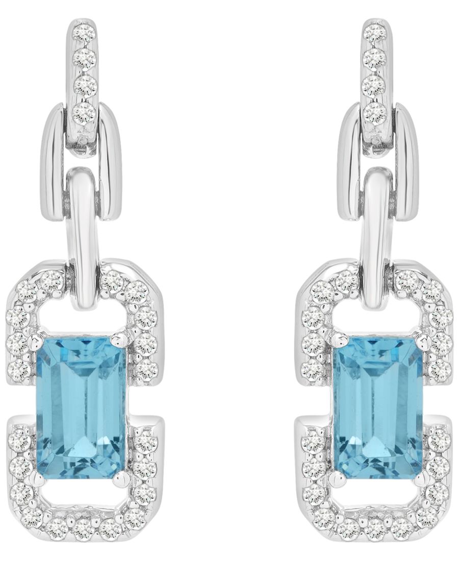 

Серьги-подвески из стерлингового серебра с белым топазом (1/6 карата) и голубым топазом (5/8 карата) Macy's, White Topaz