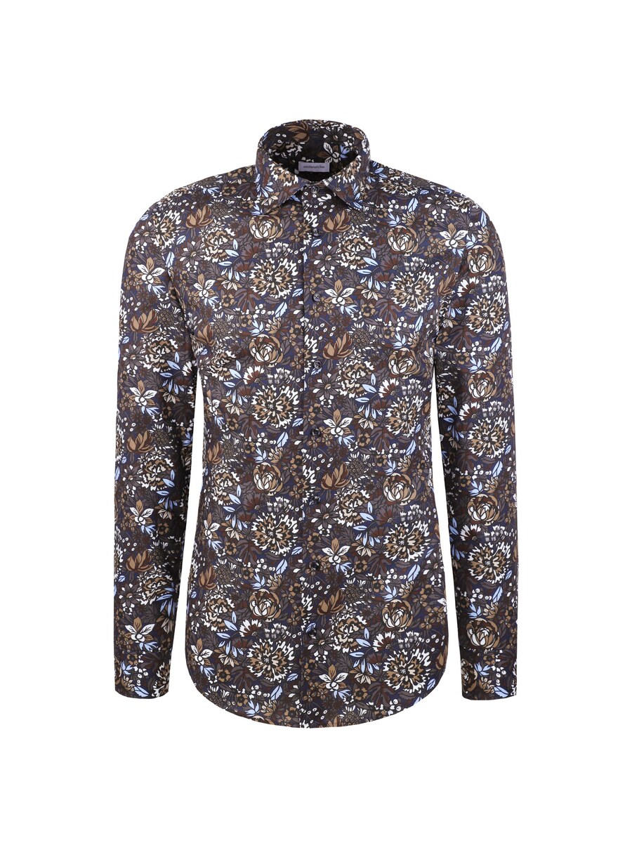 

Рубашка делового покроя Regular Fit SEIDENSTICKER, темно-синий/коричневый