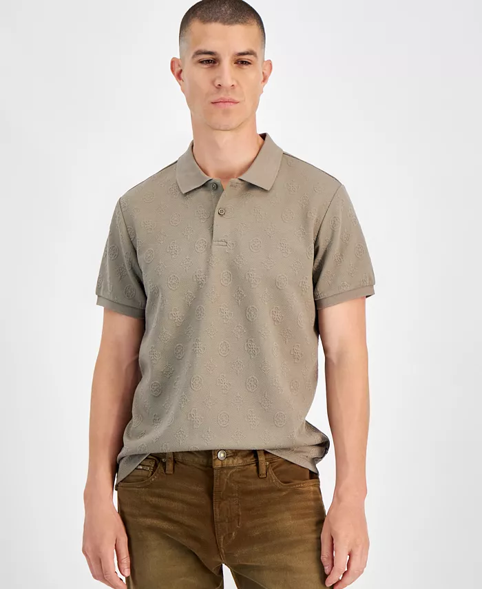 

Мужской расслабленный поло-свитер Quatro G с коротким рукавом "Пион" GUESS, коричневый